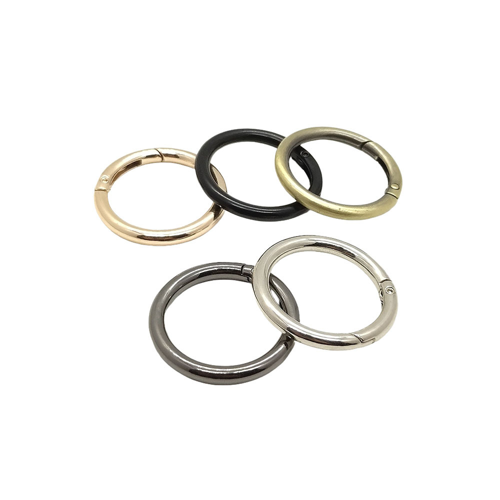 10-38mm Round Spring Ring Keychain Zinc Alloy Detachable Open Ring Metal Circle Luggage Accessories