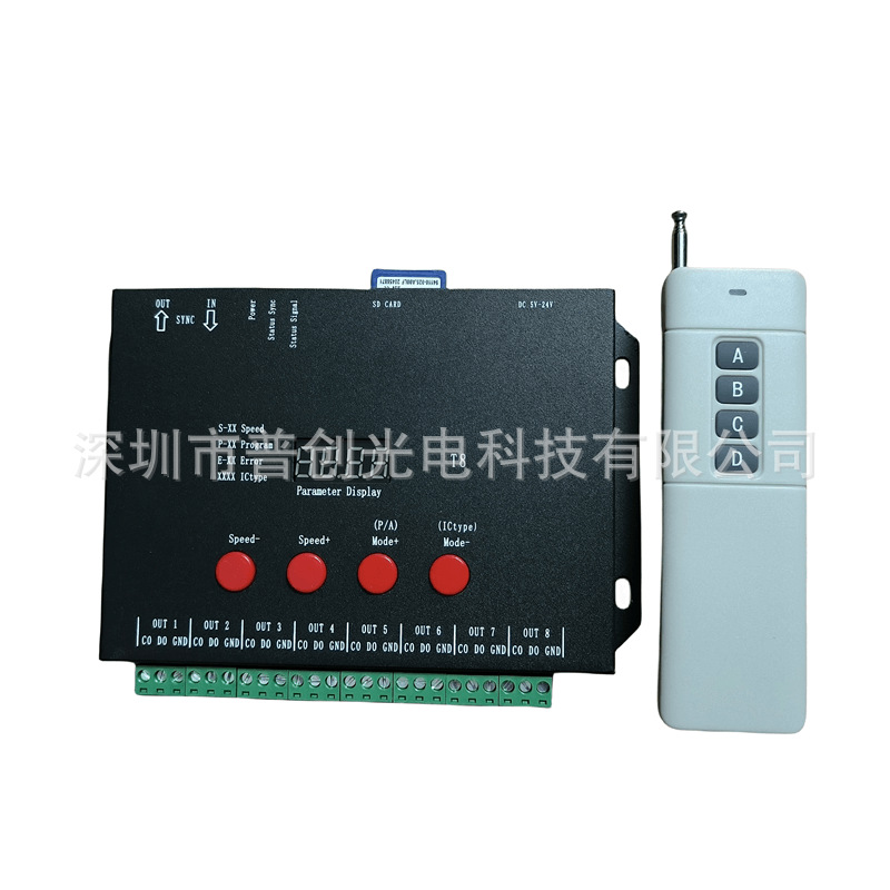 Контроллер светодиодного освещения полного цвета T8-Ttl Phantom, программируемое затемнение с SD-картой, marquee с управлением, блок питания DC