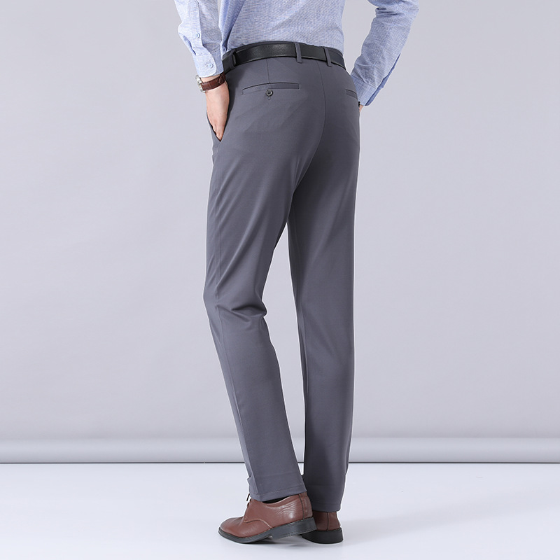 Business Suit Pants Men's Casual Dress Pants Formal Men's Pants Spring and Summer Thin Slim Straight High Elasticity Black Dress Pants