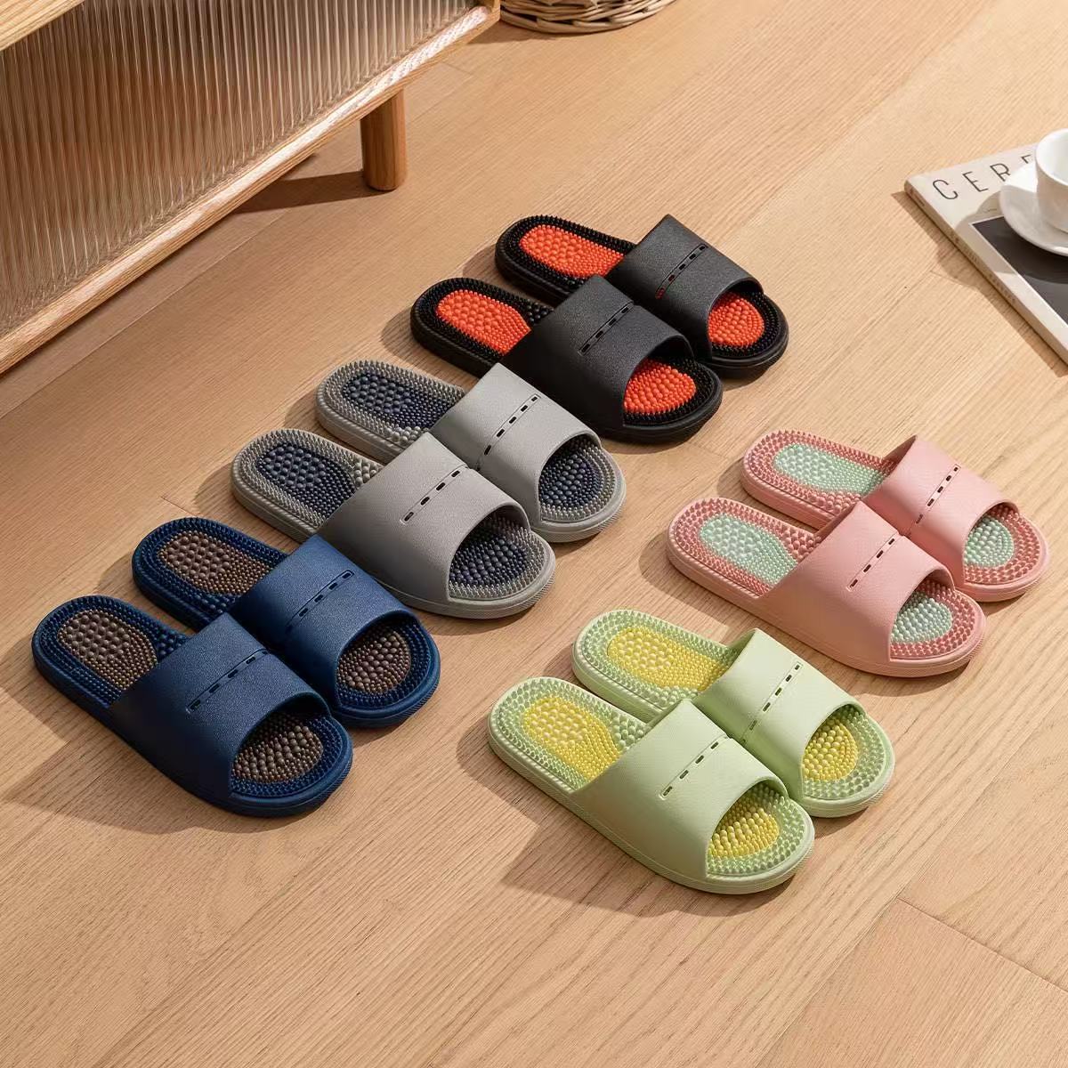 Massage Slippers Men's Home Foot Acupoint Bath Non-slip Finger Pressing Slippers Men's Summer PVC Home Women