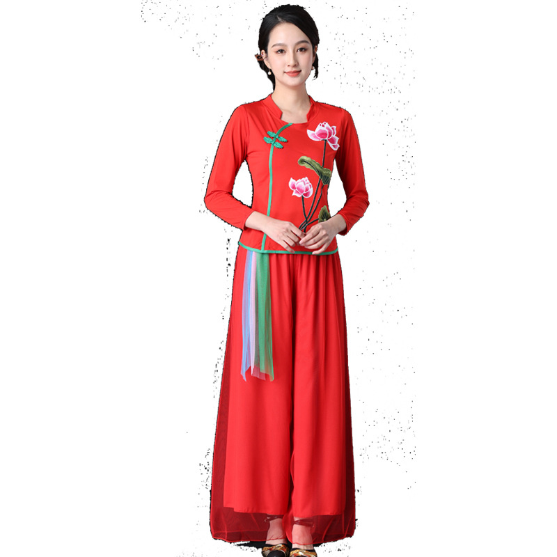 Square Dance Costume New suit Summer Yangko Costume Performance Costume Female Middle-aged and Elderly Fan Ethnic Classical Dance suit