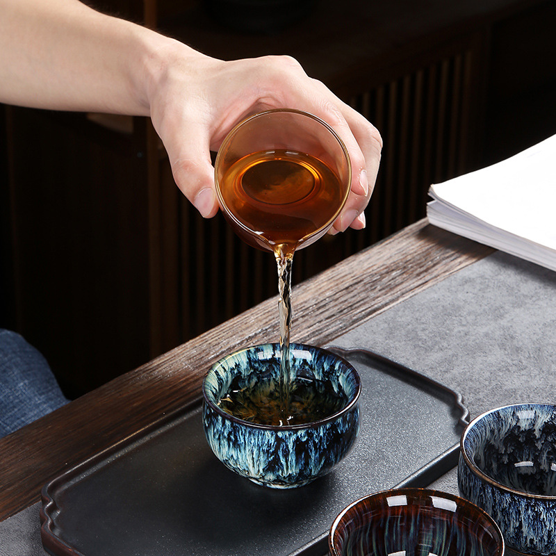 Ceramic Kiln change Single Cup Jianzhan Tianmu glaze tea cup master cup tea bowl large bucket Cup personal tea cup wholesale