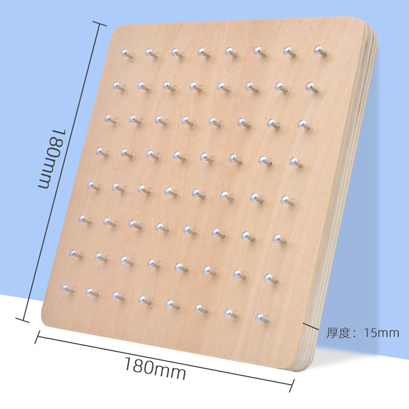 Montessori Teaching Aids Wooden Nail Board Geometry Creative Children's Geometry Learning Aids Mathematics Teaching Aids with Rubber Tendons Card