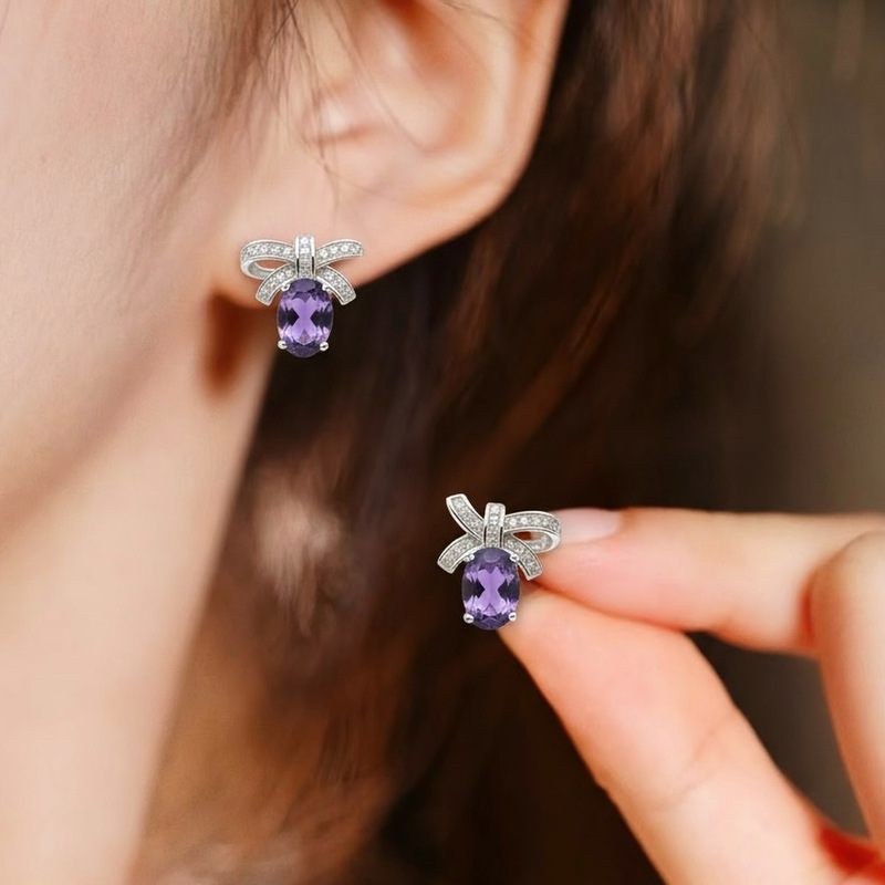 Новые серьги-гвоздики из натурального сапфира с инкрустацией из серебра 925 пробы, универсальные и модные