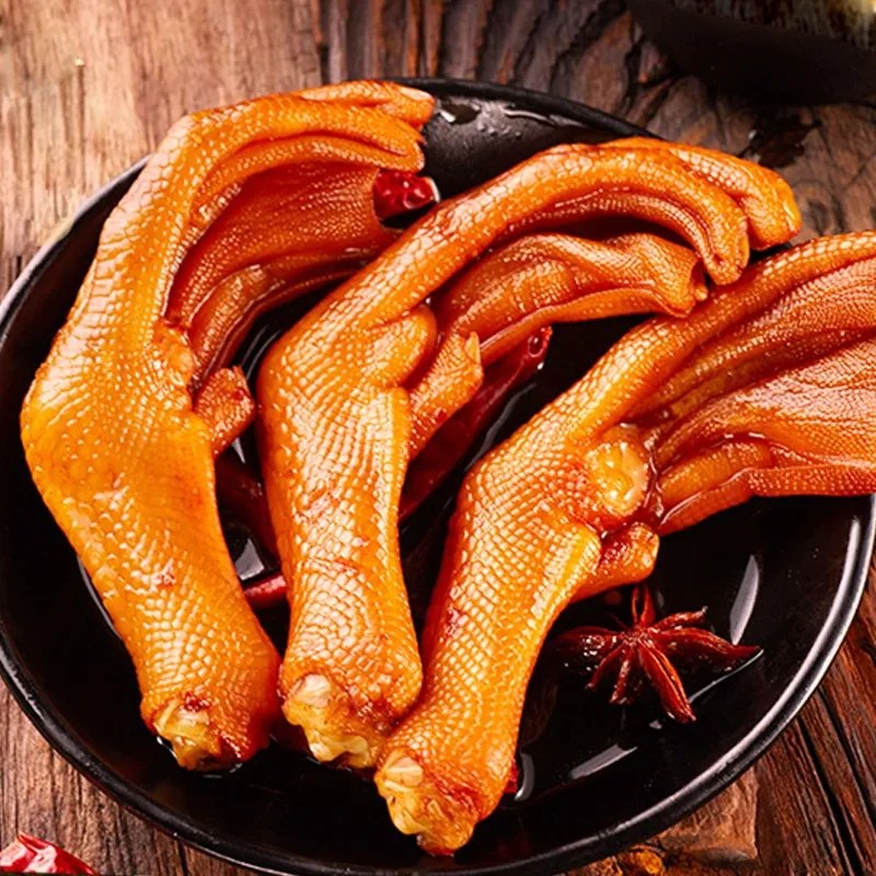 Hakka kung fu bubble duck claw 30g Longyan Tulou duck claw fragrant spicy marinated duck palm meat snacks whole box wholesale