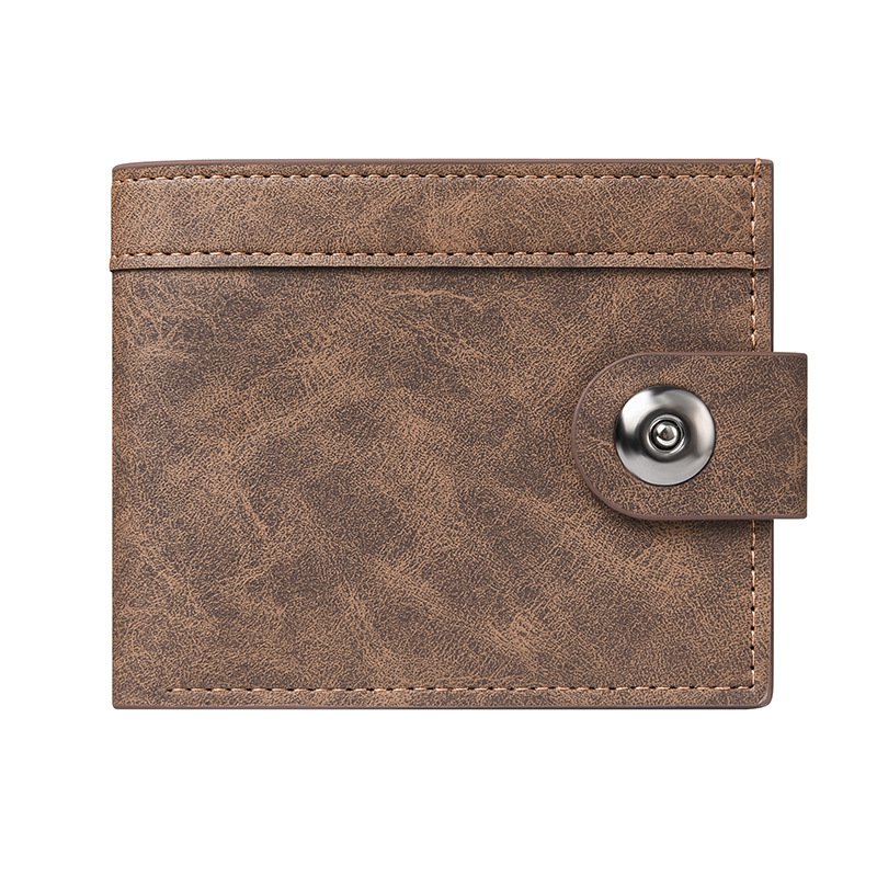 New Wallet Men's Short Wallet with Button High-value Leather Non-Logo Multi-card Coin Wallet Men's Card Holder