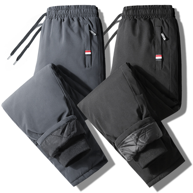 Down Cotton Pants Men's Winter Quilted Thickened Snow Pants Casual Trendy Brand Outer Wear Cold-proof Anti-freeze Warm Pants Men's