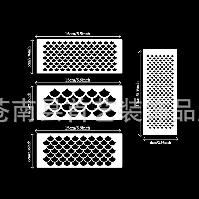 4 Pieces of Mermaid Scale Templates, Face Makeup, Fish Scale Masking Spray, DIY Handbook Painting Template Cut Out