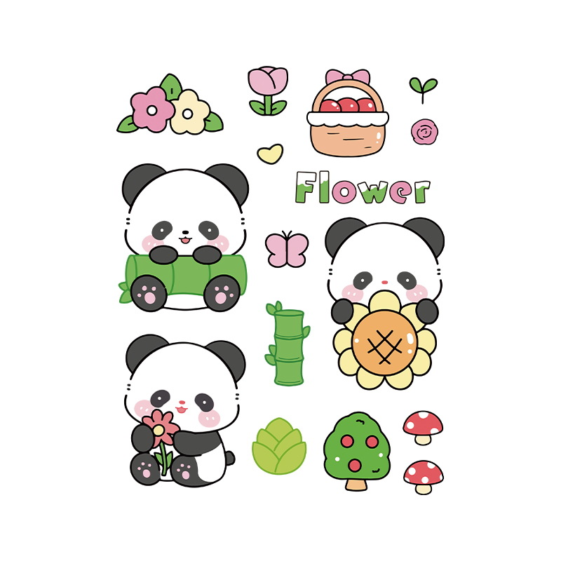 Stickers Panda Cute Cartoon Pattern Decorative Cute Bear Mobile Phone Case Laptop Waterproof DIY Handmade Large Stickers