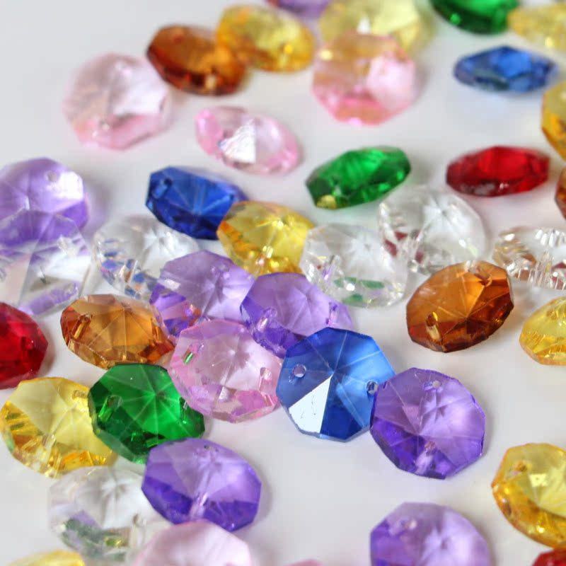 Crystal Octagonal Bead Curtain Loose Bead Crystal Lamp Glass Bead Accessories DIY Handmade Beaded Door Curtain Partition Hanging Curtain