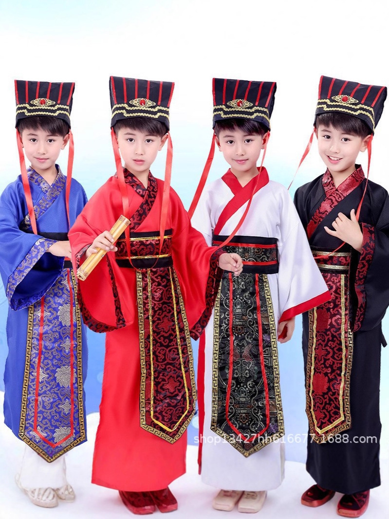 Children's Three Kingdoms Performance Costumes, Spring & Fall Han Dynasty, Boys' Textbook Drama Costumes, Zhuge Liang, Cao Cao, Lu Su, Male