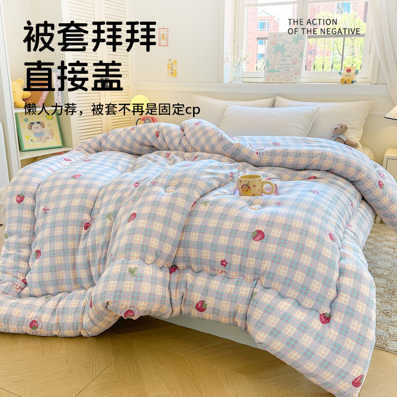 Thickened Winter Quilt, Warm Cotton Quilt Core, Spring and Autumn Bedding, Suitable for All Seasons, Student Dormitory Single Bed, Winter