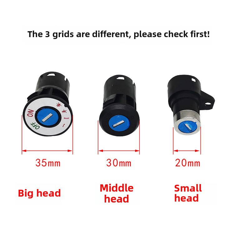 Battery car lock cylinder small head lock electric car Middle Head Big Head Power lock electric door lock AB key switch Universal