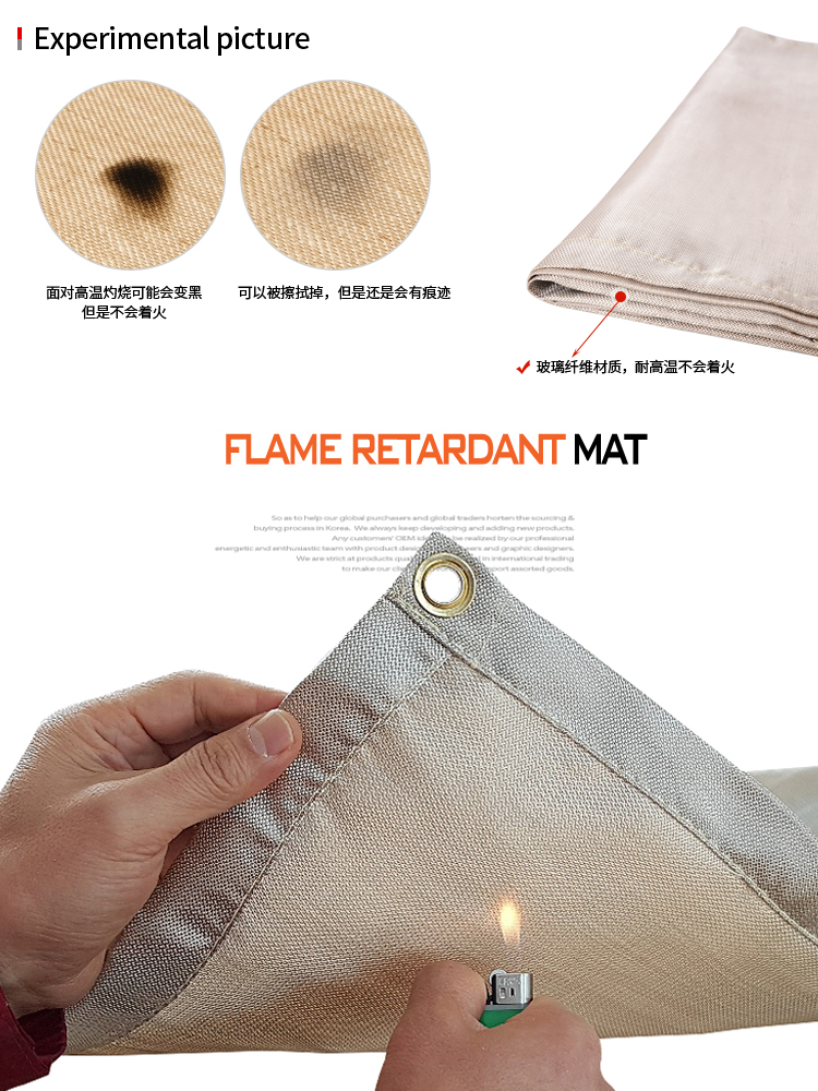 Outdoor Camping Fireproof Cloth Picnic Barbecue Insulation Mat Flame Retardant High Temperature Fire Blanket Fiberglass Flame Retardant Cloth
