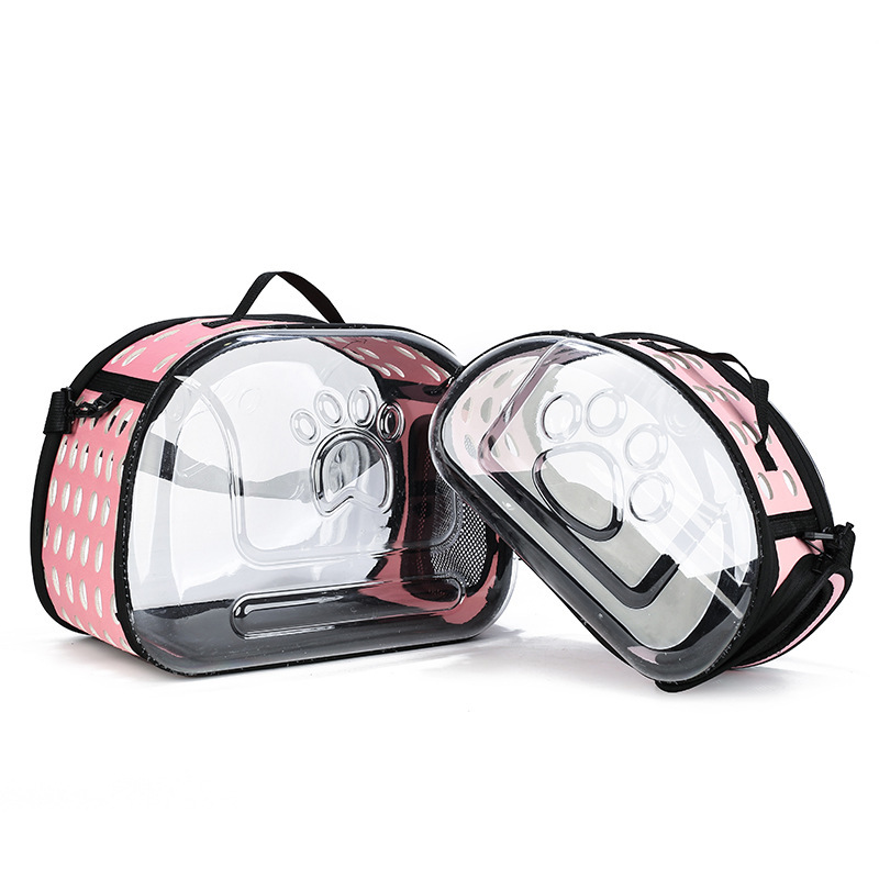 Cross-Border Fashion Transparent Cat Bag, Portable Shoulder Pet Bag, Foldable and Breathable Cat Outing Crossbody Pet Backpack