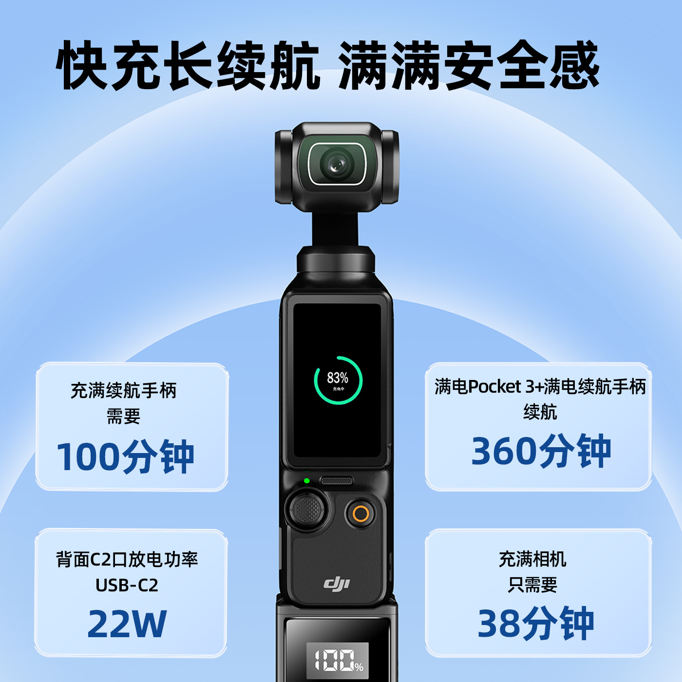 (National 3C Certification) Suitable for Dji Dji Pocket 3 Endurance Handle 5000 Mah Mobile Power Supply