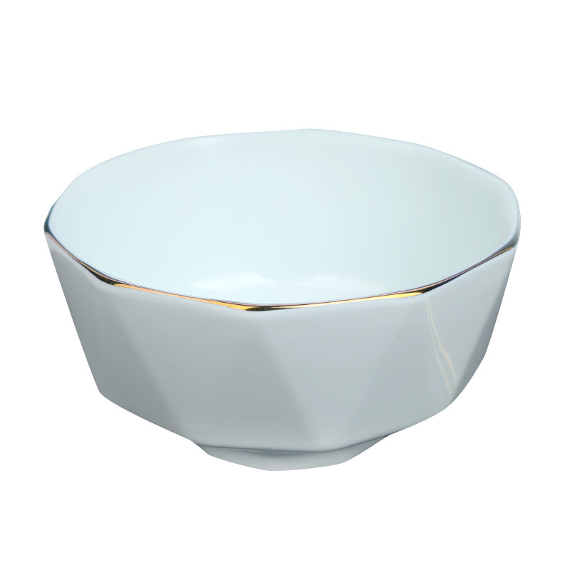 Blue Gold Series Ceramic Light Luxury Tableware Household Rice Bowl Neem Bowl Gold Ceramic Tableware Green Glazed Porcelain Bowl Set