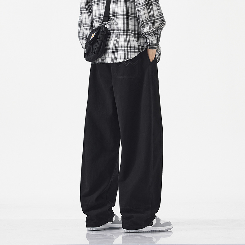 Jyf-M8809 Casual Pants Men's Spring & Fall Loose Straight Sports Long Pants Youth Trendyy Wide-Leg Pants Draped
