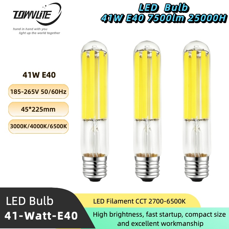 High Brightness E40 Led41W White Transparent Light-Emitting Diode Filament Street Light Replacement Sodium Lamp Bulb