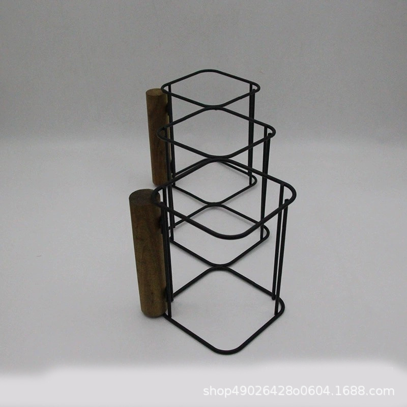 Hot-Selling High-Quality Wooden Wine Rack, Thickened Iron Wine Display Rack, Wine Shelf, Wooden Three-Tier Wine Rack