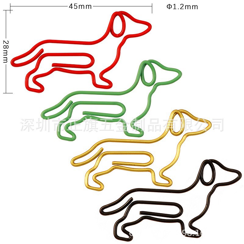 Cross-border hot selling animal sitting dog paper clip golden cross shaped paper clip dachshund dog cute paper clip