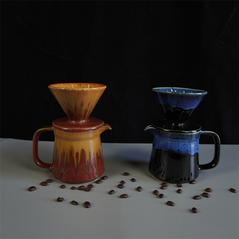 Ceramic Hand-Brewed Coffee Pot Set V60 Filter Household Ceramic Sharing Pot American Coffee Pot Cross-Border Hot Sale
