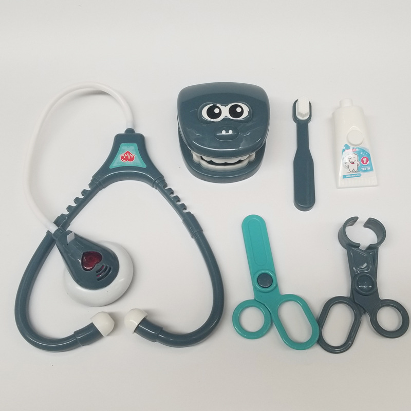 Cross-border Small Doctor Toy Children Play Dentist Toy Dental Set Toothbrush Nurse Sound and Light Stethoscope