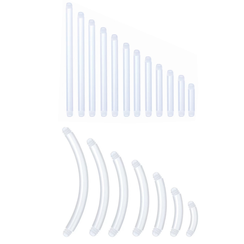 Аксессуары для пирсинга, прямая и изогнутая палочки, акриловые пирсинг ногти, палочки для пупка и бровей, запасные палочки