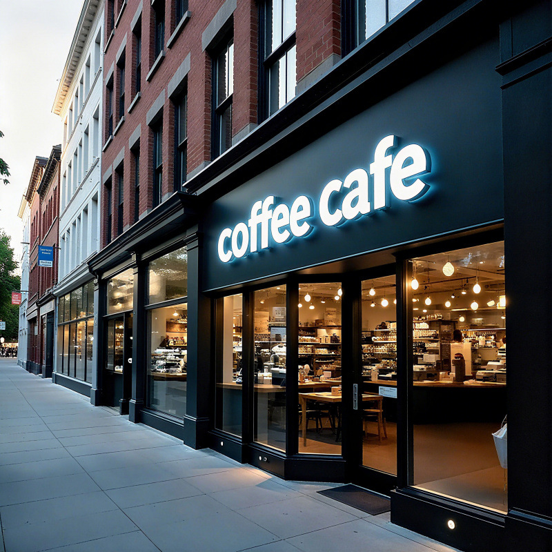 Outdoor Door Billboard Acrylic Letters Resin Stainless Steel Door Sign Outdoor Neon Light Three-Dimensional Luminous Letters