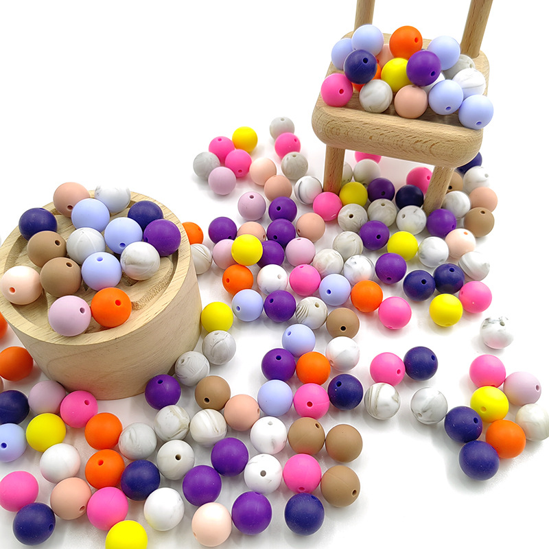 Baby teether 15mm silicone beads candy color molar round beads DIY necklace beads loose beads silicone baby jewelry