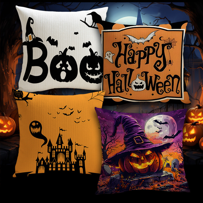Cross-border Halloween pillow temu explosion linen plush square pillowcase comfortable pillow Amazon wholesale waist