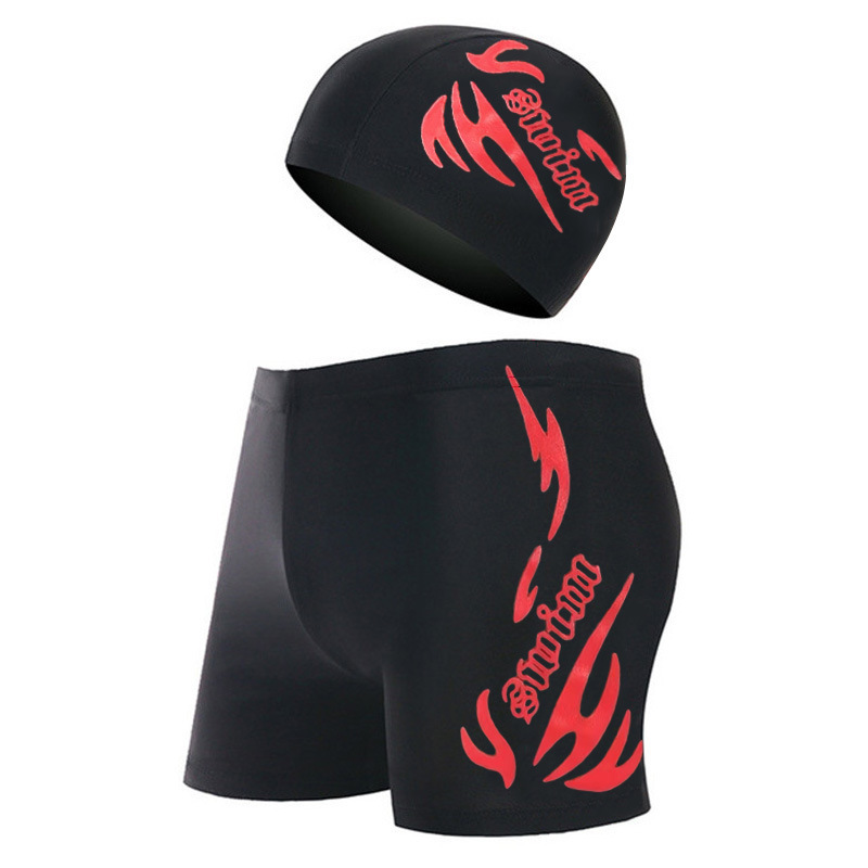 Men's Swim Trunks and Swim Caps, Large Size, Tight-Fitting Men's Swimwear, Trendy Brand, In-Stock, Direct from Manufacturer