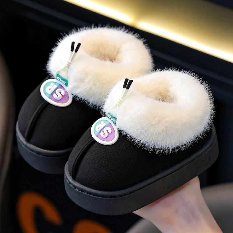 Children's Cotton Slippers for Boys Winter Baby Bag Heel Cartoon Cute Non-Slip Indoor Home Warm Girls Cotton Slippers