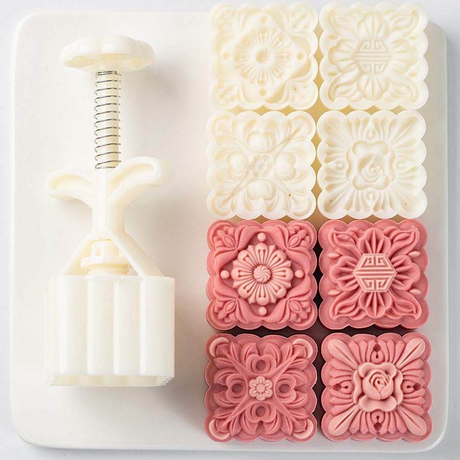 [Classical Square] Moon Cake Mold 75g Flower Texture Four PieceMooncakemould