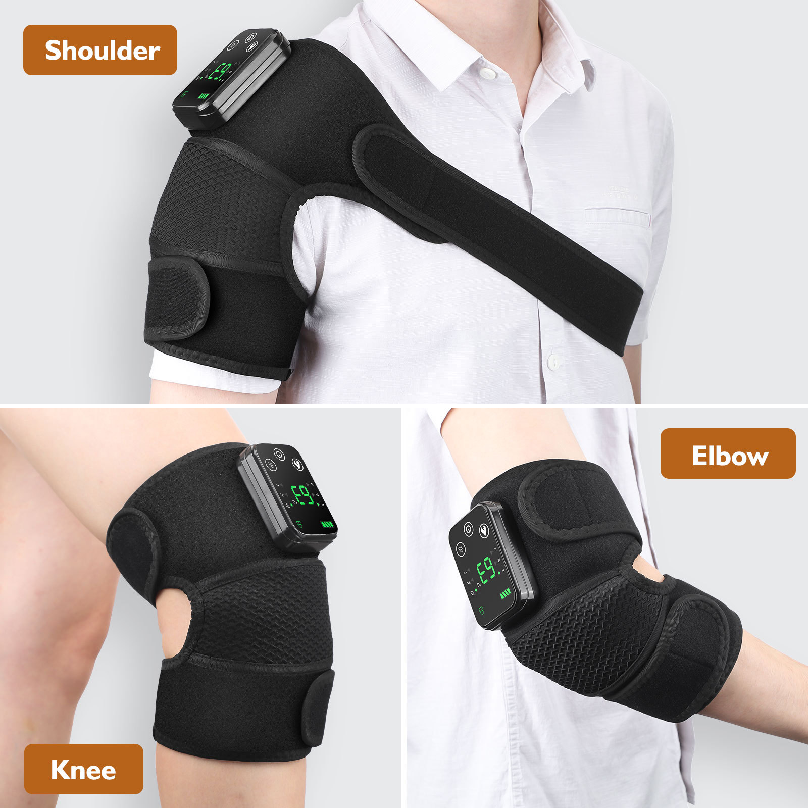 Cross-border heating vibration kneepad massage device shoulder pad elbow pad old cold leg joint knee hot compress physiotherapy massager