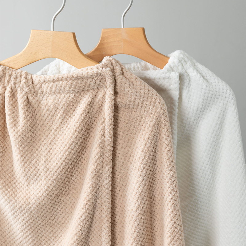 Bath Towel with Velcro, Pineapple Grid Lazy Bath Skirt, Wearable and Wrapable, Dress-Style Bathrobe, Absorbent, Quick-Drying, Thickened and Soft for Women