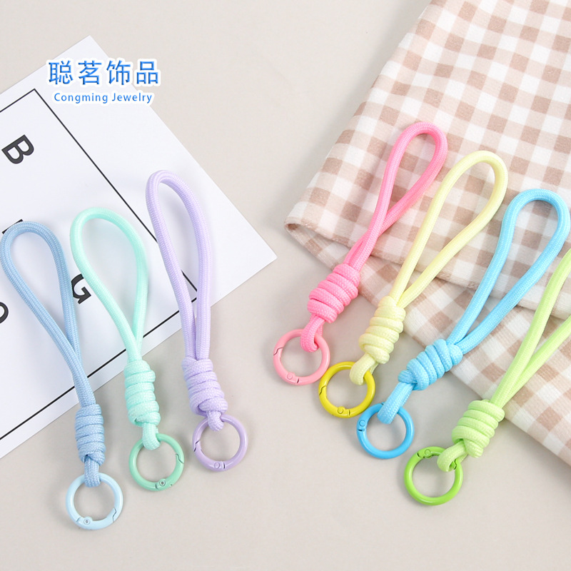 Multicolor Mobile Phone Lanyard Short Anti-Lost Wrist Rope Hand-Woven Cotton Rope DIY Jewelry Accessories Keychain Pendant