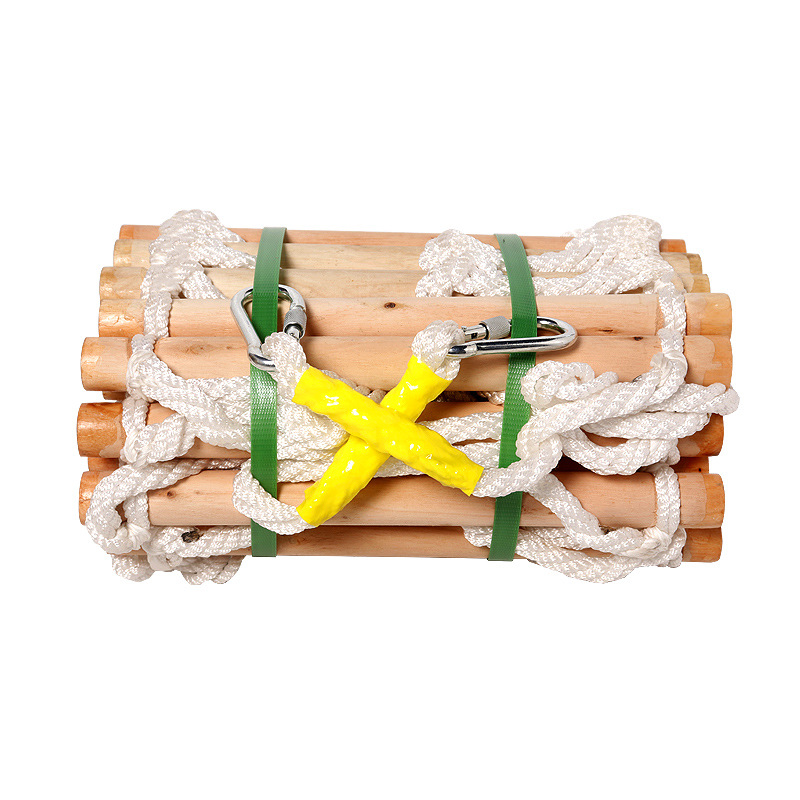 Factory wholesale solid wood soft ladder training rope ladder fire rescue escape rope ladder home pedal log wood soft rope ladder