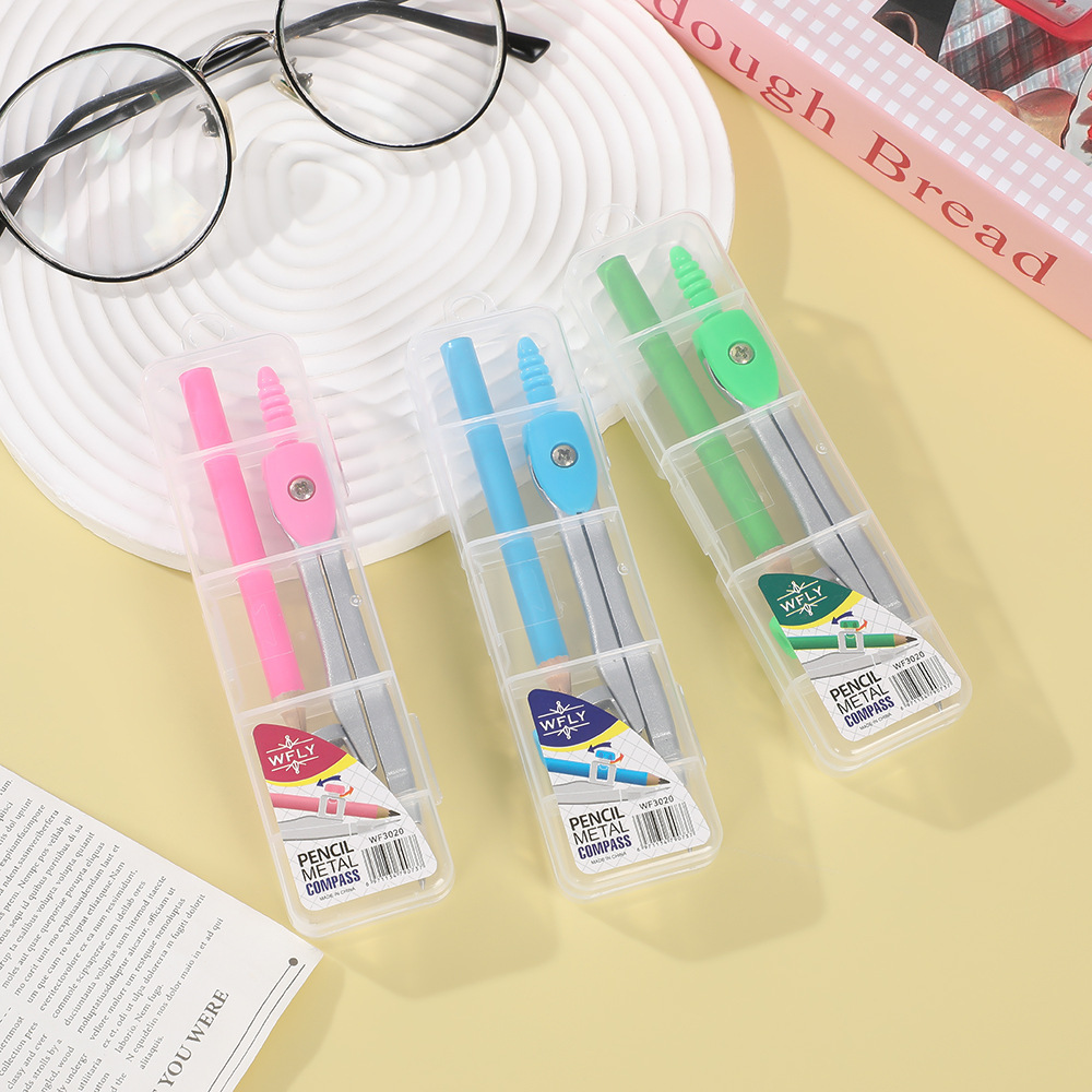 Colored Pencil Compass Primary School Student Drawing Stationery Supplies Kidsren's Exam Special Compass Drawing Tool Box