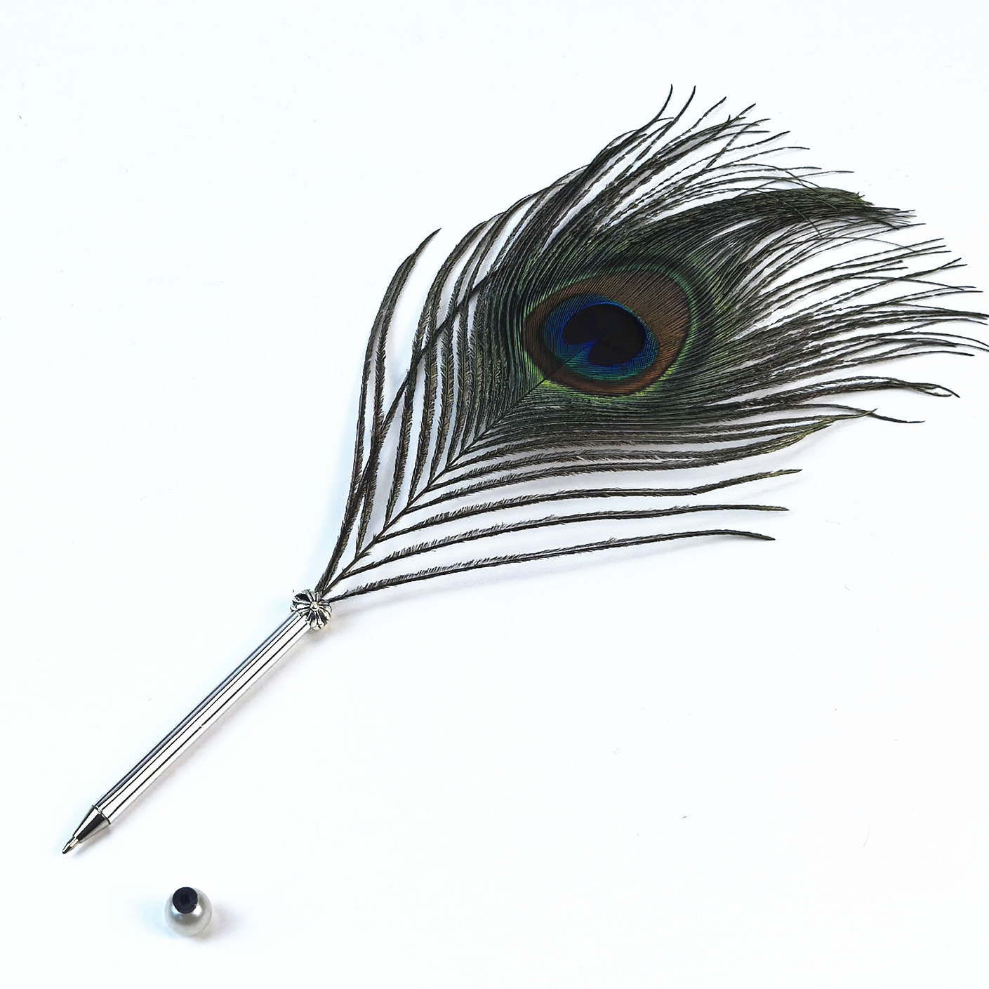 Cross-Border Big-Eyed Peacock Feather Pen European and American Feather Ballpoint Pen Advertising Gift Feather Pen Set Factory Direct Sales