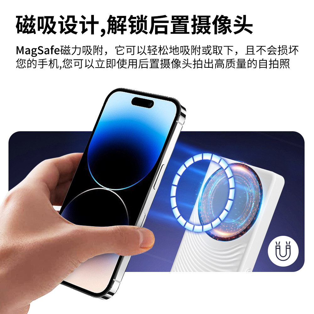 Cross-border wireless magnetic ripple projection screen co-screen device mobile phone rear self-timer display screen net red live remote photo