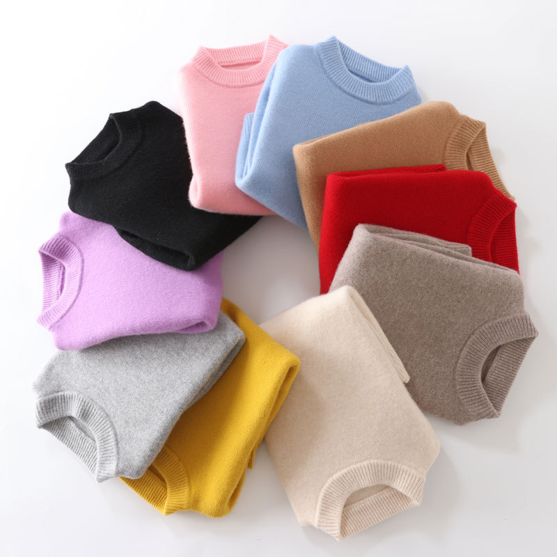 High Quality Children's Cashmere Sweater Boys' Half-turtleneck Cashmere Sweater Girls' Base Shirt Medium and Large Children's Short Wool Sweater