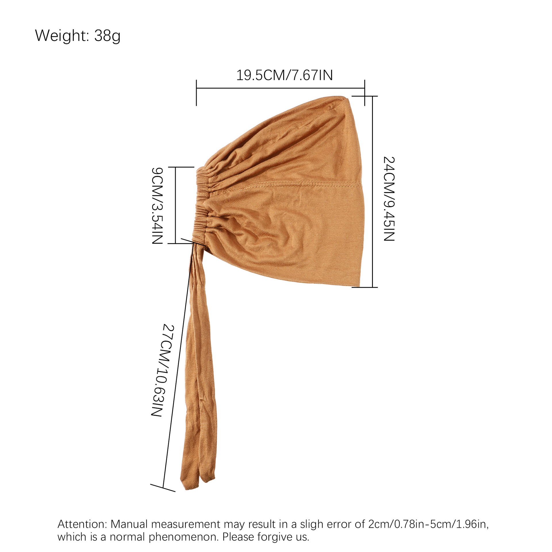 【High-Quality Pure Mercerized Cotton】Adjustable Hair-Covering Turban Hat with Elastic Straps, Base Cap, Head Wrap Hat