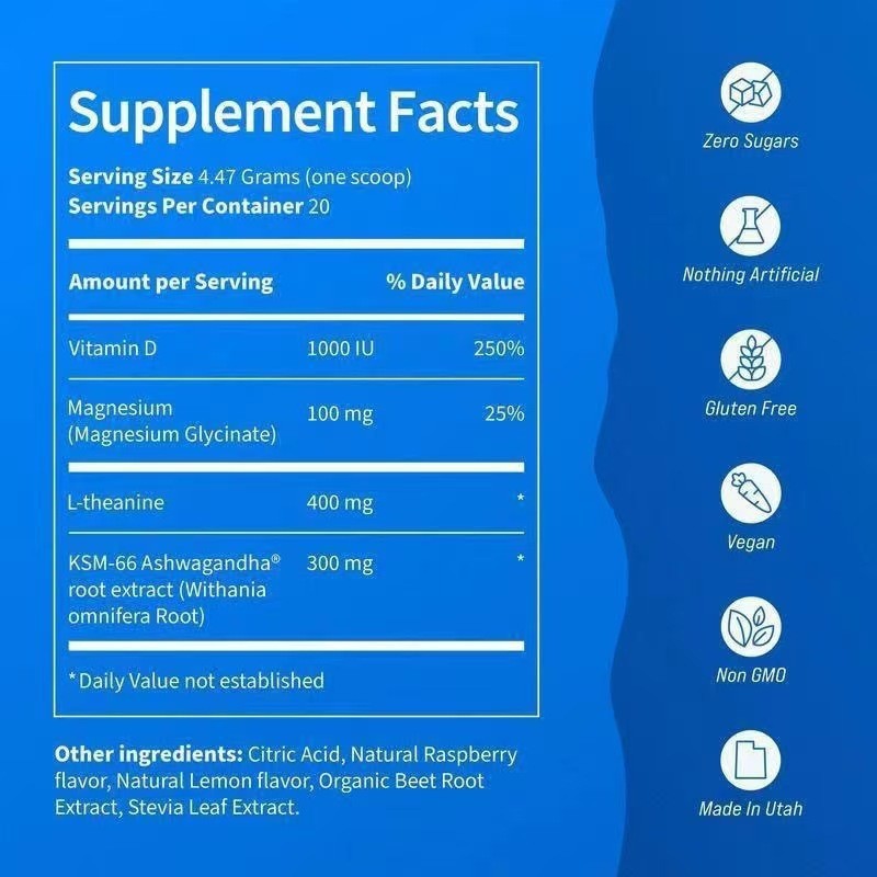 Spot Tk Amazon Best-Selling Supercalm Powdered Super Electrolyte Powder Raspberry Powder Calming Magnesium Powder