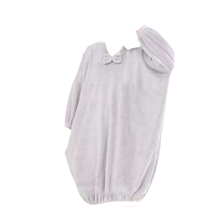 Long Home Bath Skirt for Women, Absorbent and Thickened Household Bath Towel, Hooded Coral Velvet Long-Sleeved Home Bath Skirt and Bathrobe