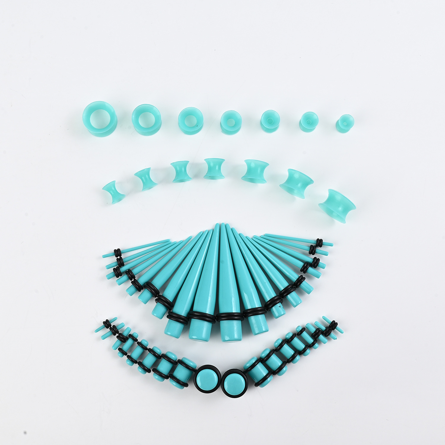 Cross-Border Hot-Selling Acrylic Pointed Silicone Ear Stretching Kit 50Pcs European and American Popular Ear Hole Expander Factory Direct