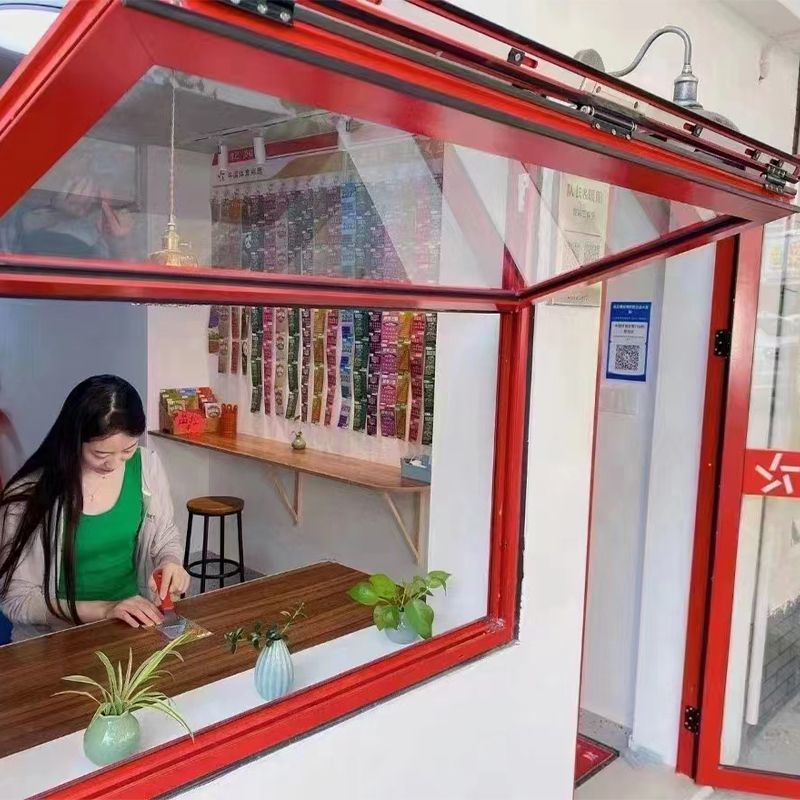 Trendy Folding Aluminum Alloy Windows for Coffee and Milk Tea Shops, Kitchen Bar Windows, Glass Lift and Hover Sliding Windows