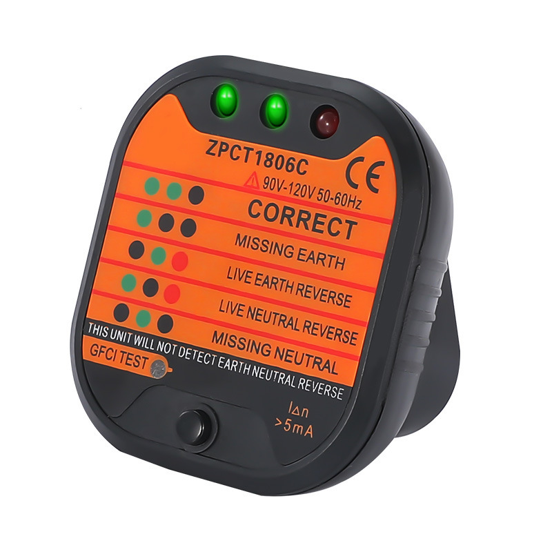 Wholesale Socket Tester Zpct1806A Ground Line Zero Line Live Wire Phase Polarity Leakage Detector Multi-Function