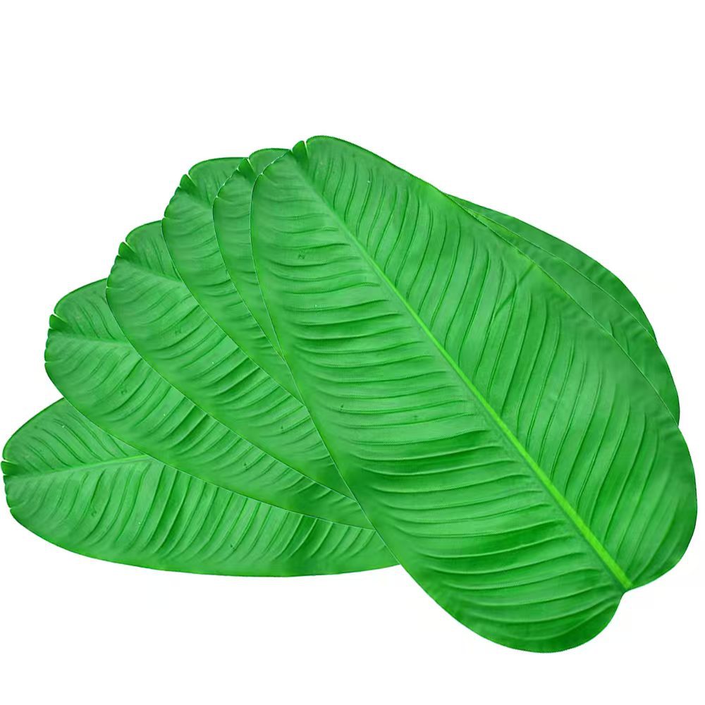 Simulation Green Leaf Simulation Banana Leaf Barbecue Fruit Seafood Decorative Ingredients Bottom False Leaf Octagonal Leaf Simulation Leaf