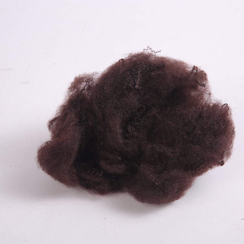 Polyester staple fiber dark red coffee recycled polyester fiber 3D * 65mm chemical fiber textile raw material special yarn fancy yarn